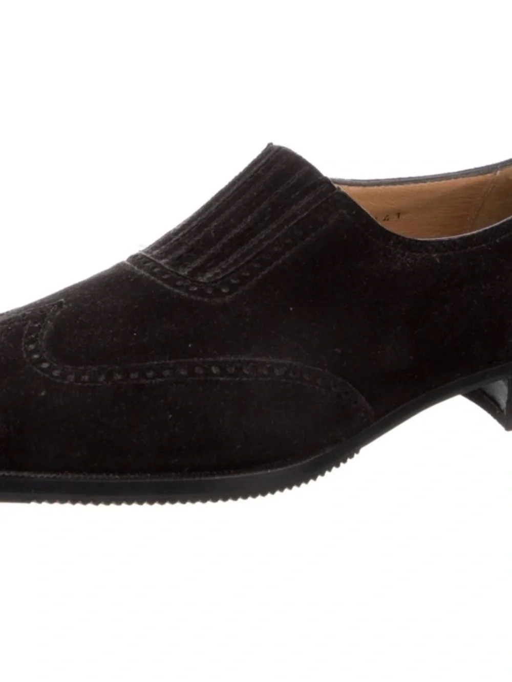 Neiman Marcus Black Suede Wingtip Slip-On Loafers